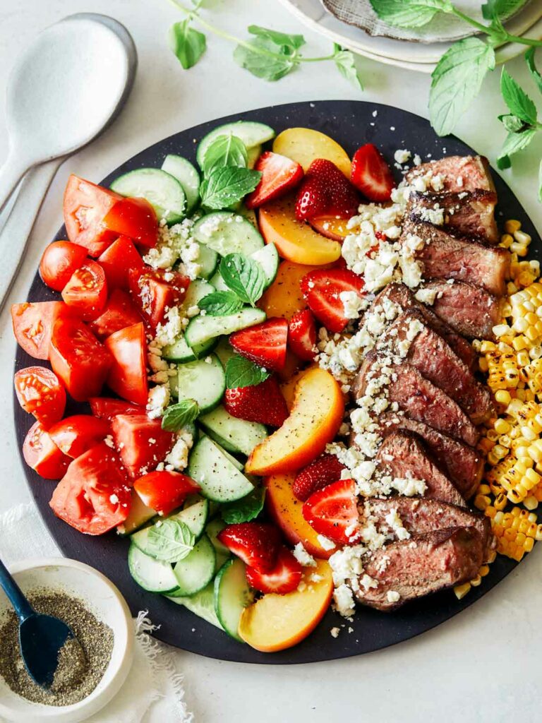 steak salad, refreshing recipes, colorful salads