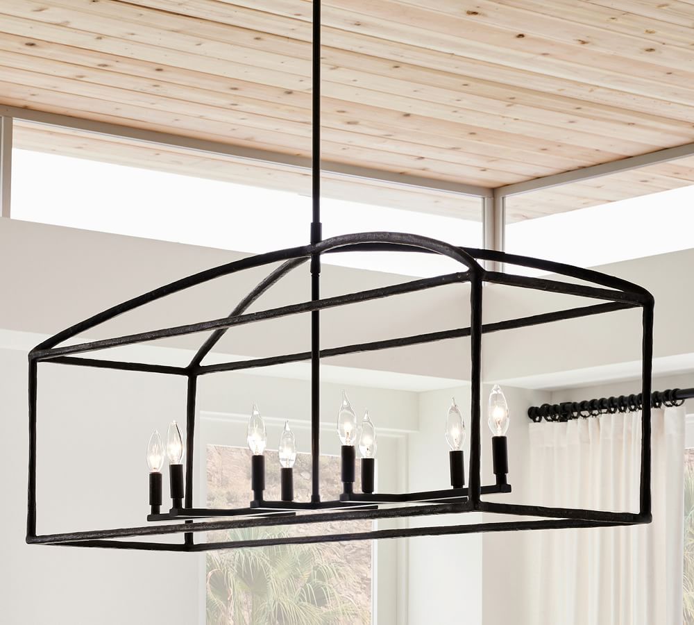 iron chandelier, lighting, modern decor, simple, black iron