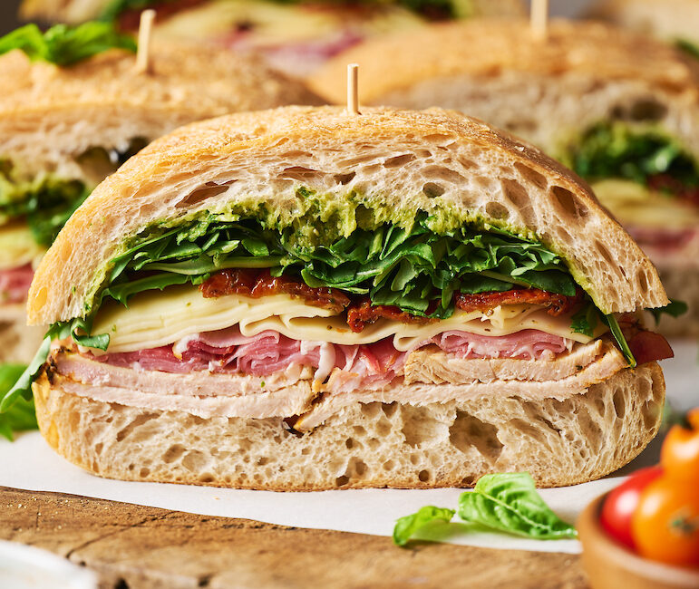 Italian Turkey Club Pesto Sandwich